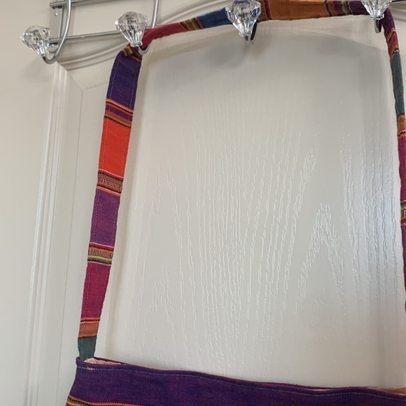 Boho Canvas Woven Colorful Global Striped Shoulder Tote - Picture 4 of 5